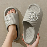 Summer Slippers Women Shoes Beach Slides Cartoon Bear Flip Flops Men'S Slipper Indoor Bathroom Anti-Slip Shoes Couple Sandals