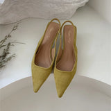 Bailamos Women Sandals Pointed Toe Elegant Low-heel Shoes Summer Fashion Slingback Woman Mules Shoes Pumps Dress Shoes