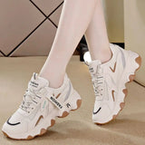 Zapatillas Mujer Sneakers Trendy Mesh Platform Sneakers Leather Shoes Breathable Socofy Casual Sports Shoes Women Flats2024