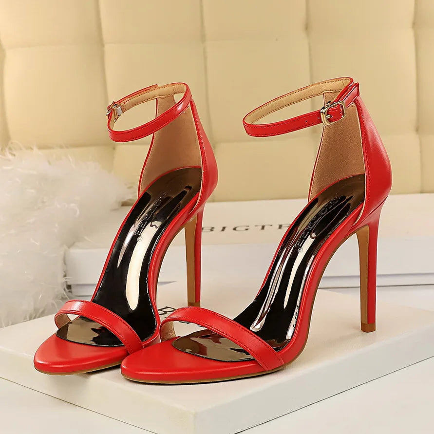 Summer Women 10cm High Heels Fetish Sandals Lady Gladiator Strap Leather Silver Sandles Fashion Platform Nightclub Party Shoes
