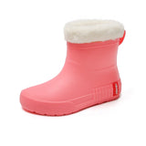Winter Woman Warm Rain Shoes Rubber Boots Female Warmed Galoshes with Fur Ankle Rainboots Waterproof Garden Water Boots Footwear
