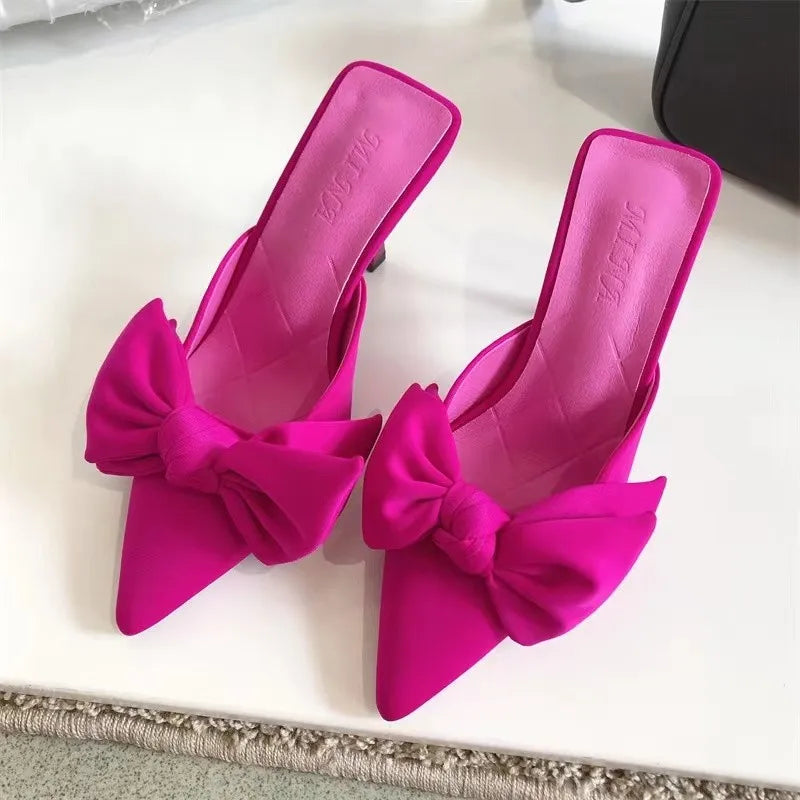 Sexy Schmetterling Damenschuhe Bowknot Pumps Schleife Spitzschuh High Heel Elegante Sandalen Flacher Mund Stiletto 2023 Knöchel Stape