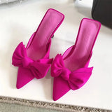 Sexy Schmetterling Damenschuhe Bowknot Pumps Schleife Spitzschuh High Heel Elegante Sandalen Flacher Mund Stiletto 2023 Knöchel Stape
