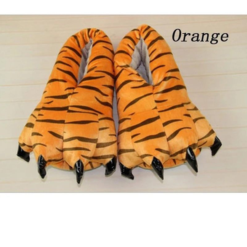 Flannel Animal Home Cute Cartoon Jumpsuit Pajamas For Couples Children's Winter Paws Cotton Mop Bags And Home Dinosaur Slippers