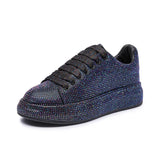 Baskets de créateur pour femmes 2023, nouvelles chaussures vulcanisées à strass brillants pour femmes, chaussures décontractées à plateforme tendance pour l'automne