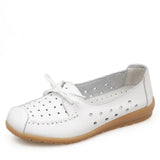 BEYARNE   Summer women flats shoes women genuine leather shoes ladies Cutout Slip on ballet flats loafers ballerina flats