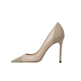 Naked high heels for women new models for socialites color blocked French style queen pointed single shoes for women, slim heels
