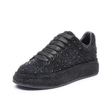Baskets de créateur pour femmes 2023, nouvelles chaussures vulcanisées à strass brillants pour femmes, chaussures décontractées à plateforme tendance pour l'automne