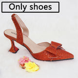 Venus Chan Bridal High Heels for Women 2023 Pointed Toe With Bows Gold Color Rhinestone  Elegant Party Wedding Shoe and Bag Set
