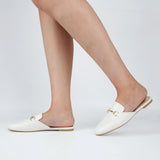 Mules for Woman  Pointed Toe Buckle Flats Comfortable Slip on Loafers Flat Mule Flats Shoes Backless Loafers