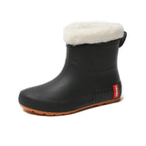 Winter Woman Warm Rain Shoes Rubber Boots Female Warmed Galoshes with Fur Ankle Rainboots Waterproof Garden Water Boots Footwear