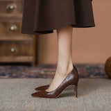 2024 Spring and Summer New Brown Comfortable All-match High Heels Women's Stiletto Sexy Single Shoes Women Zapatos De Mujer