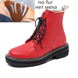 DIMANYU Women Ankle Boots2024 New Genuine Leather Winter Thick With Fur Ladies Short Boots Motorcycle Martn Boots Women