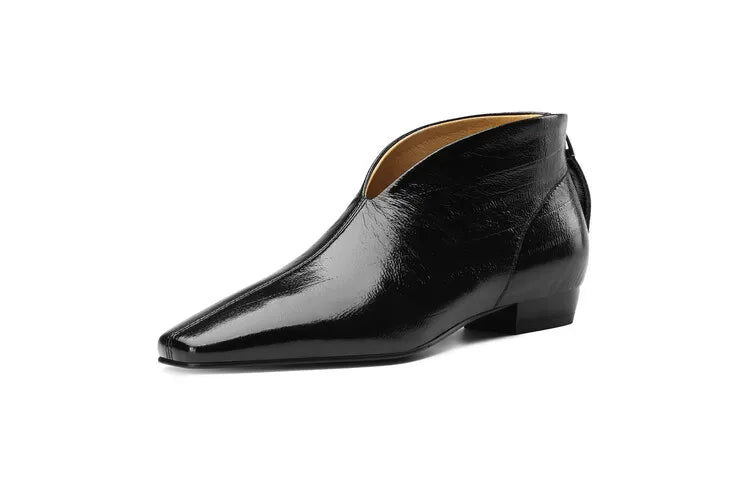 2024 New Spring Sheep Leather Women Shoes Square Toe Ankle Boots for Women Concise Chunky Heels Low Heel Autumn Women Boots