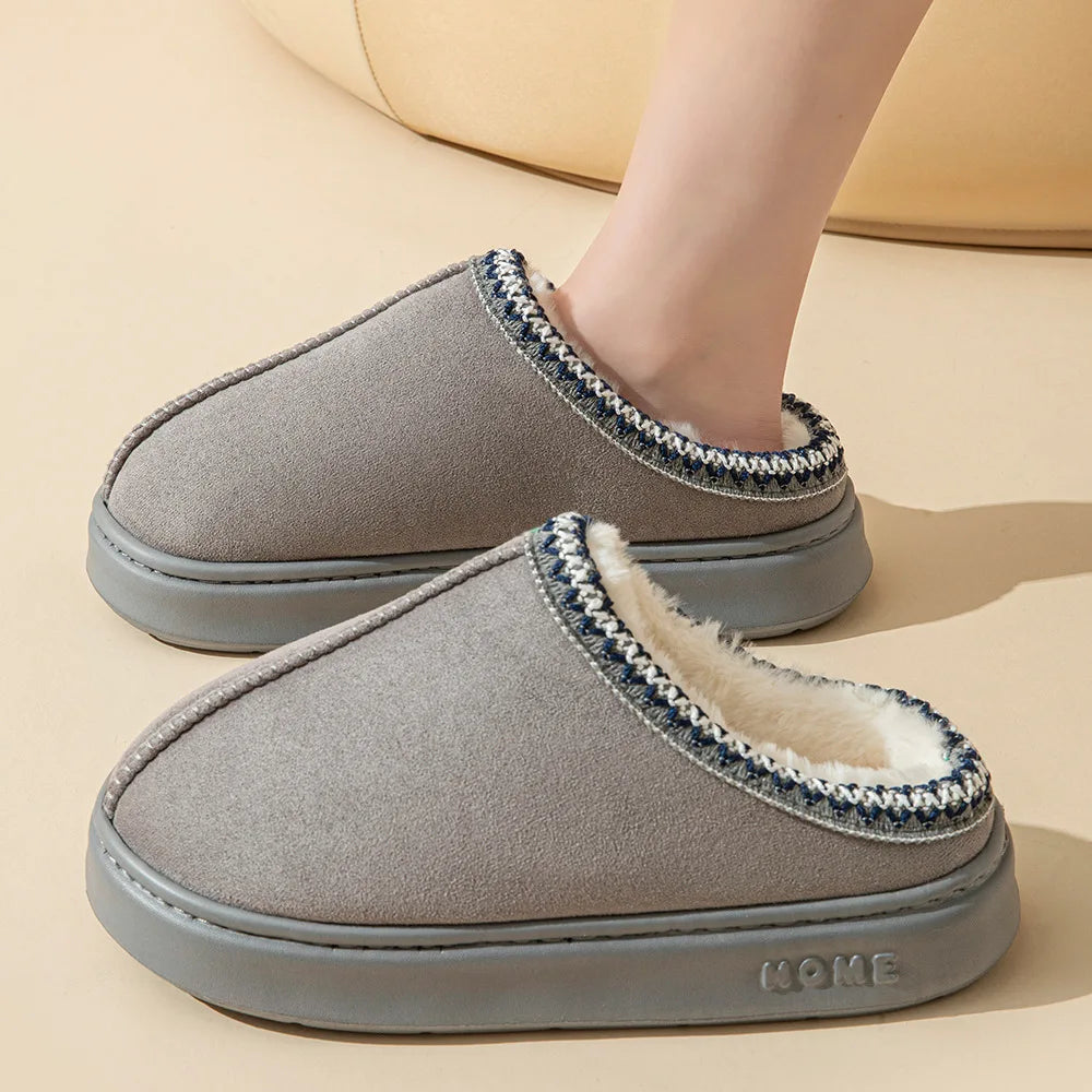 Plattform Flauschige Hausschuhe Frauen Haus Wohnungen Mode Plüsch Winter Designer Schuhe Damen Hause Elegante Casual Schuhe Große Größe