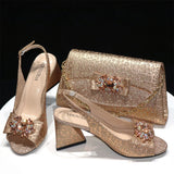 Doershow High Quality African Style Ladies Shoes And Bags Set Latest wine Italian Shoes And Bag Set For Party  HRE1-5