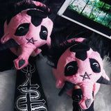Chaussons en peluche fantomatiques effrayants pour Halloween, motif vache, lapin des Highlands, quatre yeux, animaux, chaussures d'intérieur, maison, noir, doux, amusants, pour enfants