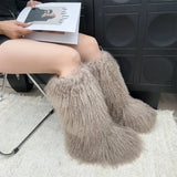 Bottes de neige chaudes en fourrure de Mongolie véritable