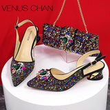 Blue Color Italian Design Party Shoes With Matching Clutch Bag Hot African Wedding With Women Heel Shoes And Bag Set Party
