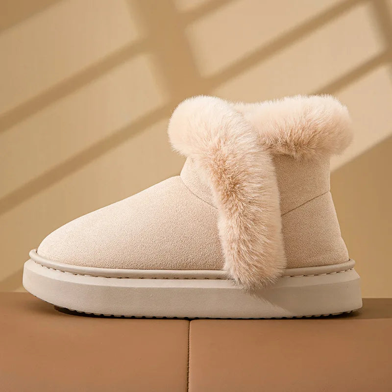 Evshine Winterfell-Schneestiefel für Damen, flauschig, warm, mit Plüsch gefüttert, Baumwollstiefel, weich, gemütlich, lässig, flauschig, Schneestiefel