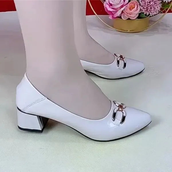Cresfimix Zapatos Dama Women Classic Party Night Club Red Square Heel Shoes Lady Casual Sweet Beige Pu Leather Pumps B5996