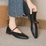 Woman Spring Casual Square Toe Low Soft Soled Lolita Flats Ballerina Red Female Elegant French Retro Buckle Mary Janes