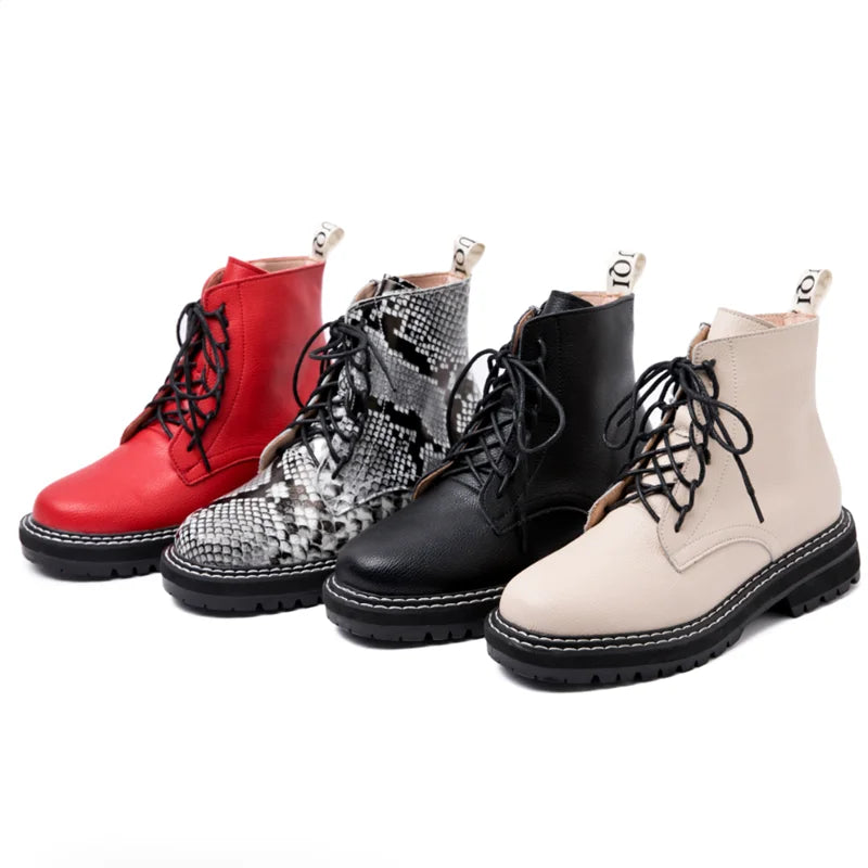 DIMANYU Women Ankle Boots2024 New Genuine Leather Winter Thick With Fur Ladies Short Boots Motorcycle Martn Boots Women