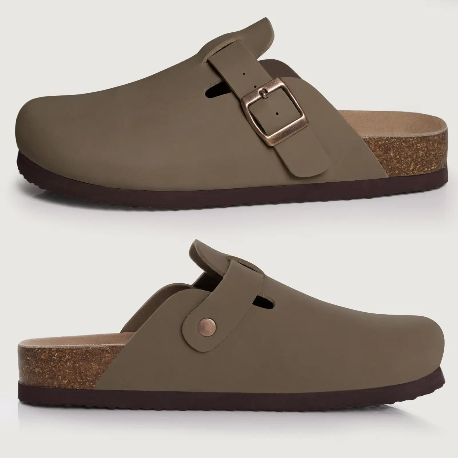 Litfun Sabots classiques en liège pour femmes et hommes Mules à semelle intérieure en liège pour hommes Chaussons de plage confortables Chaussures à enfiler Sandales de soirée