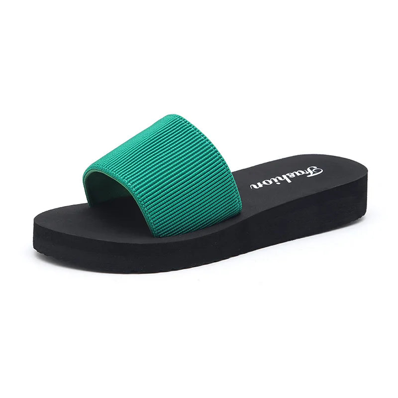 Fashion Wedge Heels Slippers Women Flip Flops Summer Thick Bottom Sandals Platform Slippers Soft Beach Shoes Non-Slip Slides