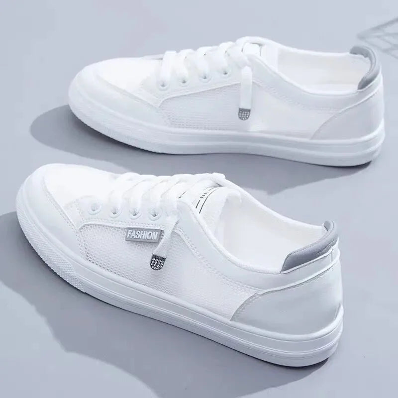Women Sneakers Women's Vulcanize Shoes Spring  Autumn Breathable Flats Solid Color Mesh Shoes Young Woman Casual White Shoes