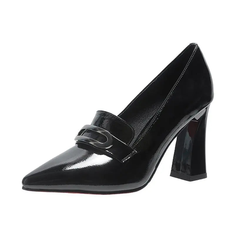 2022New High Heels Shoes Waterproof Platform Large Size Fashion Shallow Patent Leather High Quality Women Shoes Zapatillas Mujer