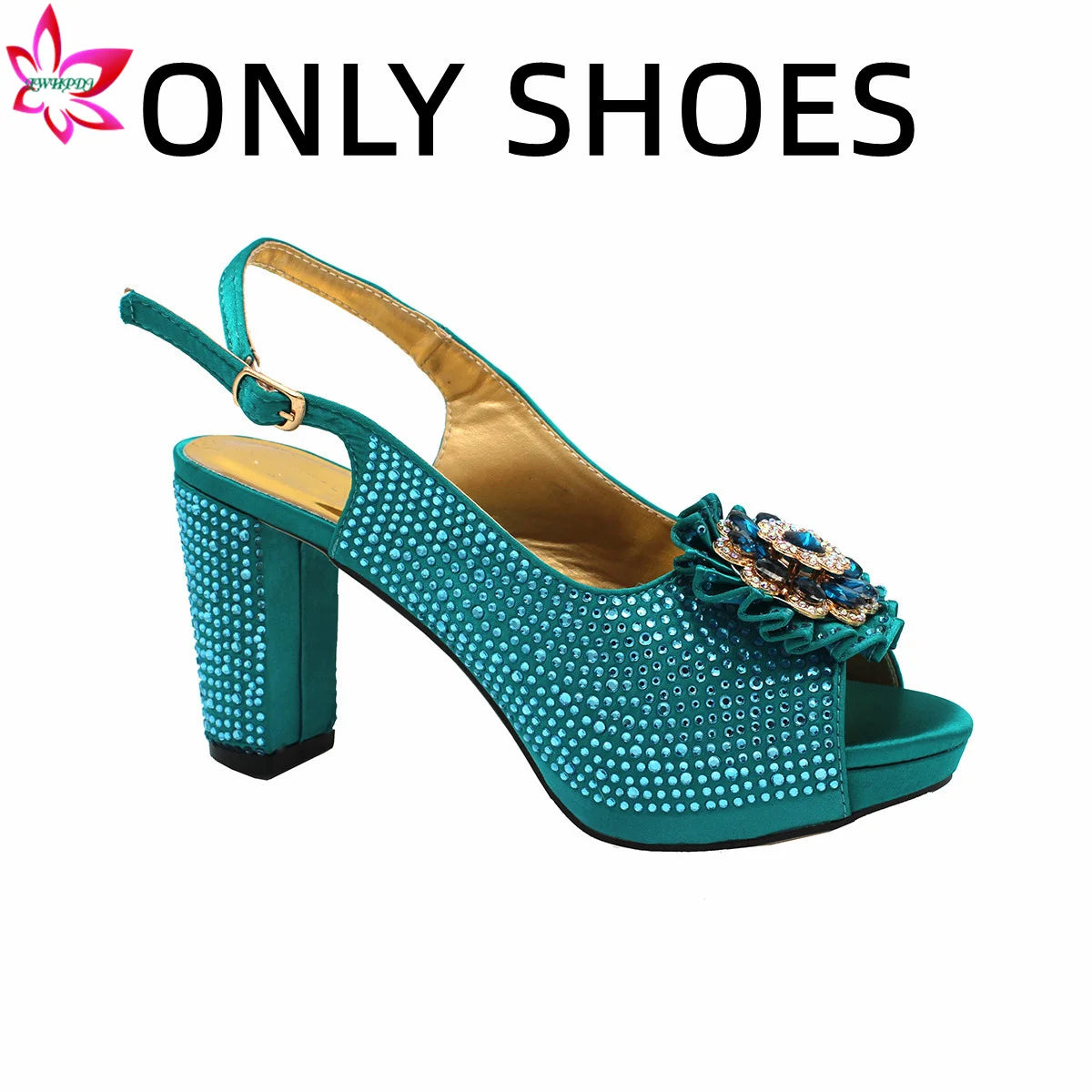 2022 High Quality Classics Style Italian Women Shoes Matching Bag Set in Golden Color Comfortable Heels for Garden Party