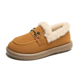 Chaussons plats d'hiver pour femmes, chaussures de marche épaisses et élégantes, polyvalentes et décontractées, chaussures en coton pour paresseux pour un pied