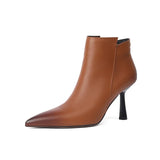 Autumn Boots Women Genuine Leather Shoes for Women Pointed Toe Ankle Boots Super High Heel Shoes Winter Thin Heel Modern Boots