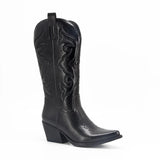 Bottes Western Cowgirl Vintage Automne Hiver Neuves à Talons Épais Bottes de Cowboy Mi-Mollet Femme Chaussures Décontractées Pour Femme