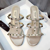 luxury women's shoes Gladiator shoes woman 2024 trend For Women's Sandals Summer Slippers Chunky Heel Leather Rivets High heels