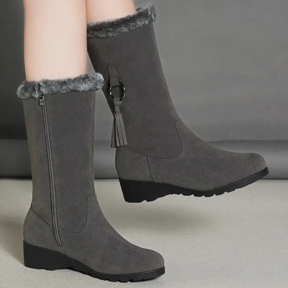 Women Snow Boots Winter Female Boots Thick Plush Zipper Non-slip Thigh High Boots Fashion Warm Fur Woman Winter Shoes Size 35-41