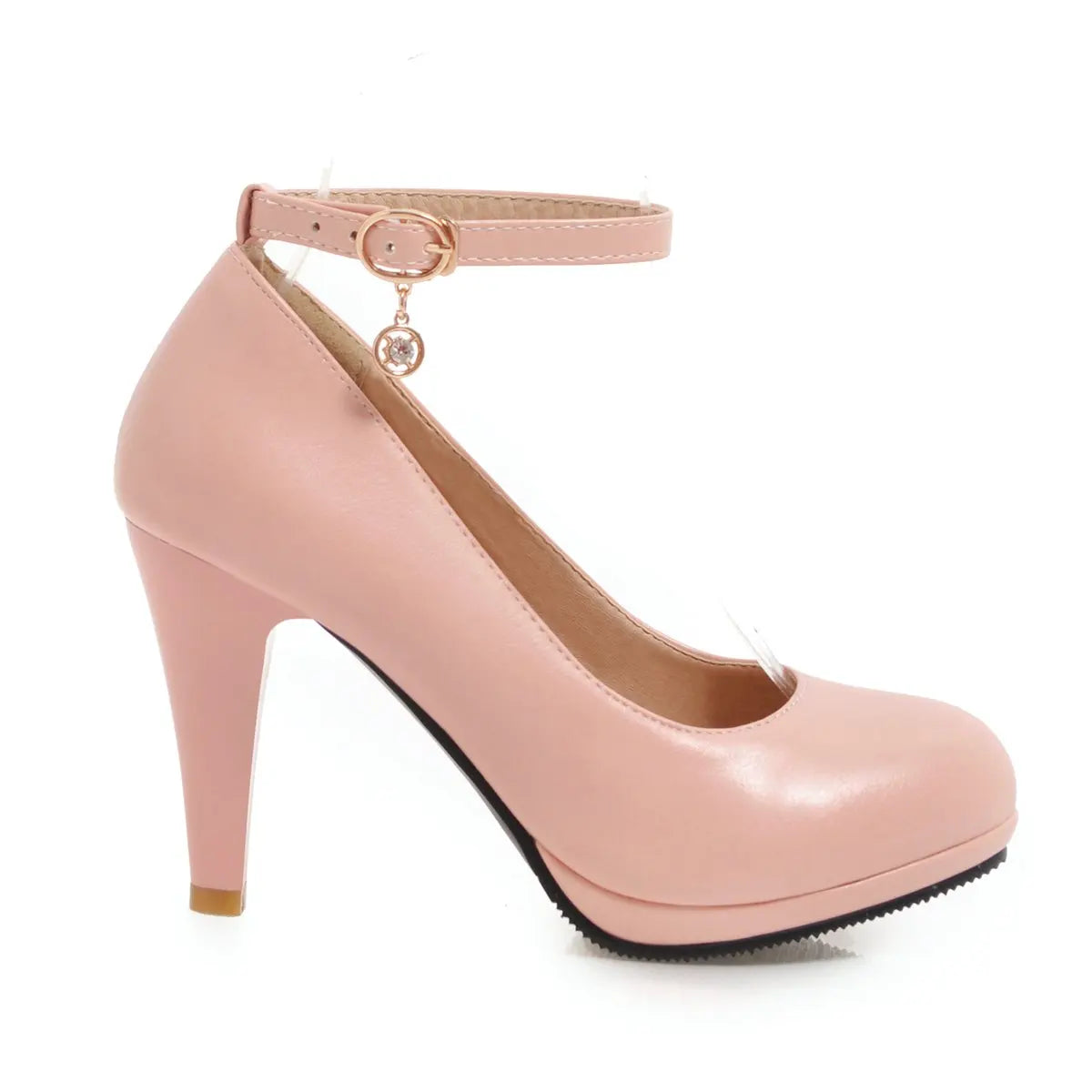 Fashion High Heels Shoes Woman Elegant Ankle Straps Pink White Women's Heeled Pumps Office Wedding Party Shoes Ladies Large Size