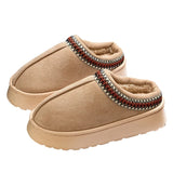 NEW Winter Woman Slippers Plush Interior Anti Slip Sole Thick Bottom Embroider Fashion  Warm Slippers Use Indoor Outdoor