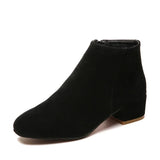 Ankle Boots Women Autumn 2024 Chunky Low Heel All-match Short Botas Solid Size Zipper Female Shoes Casual Black Botas Para Dama