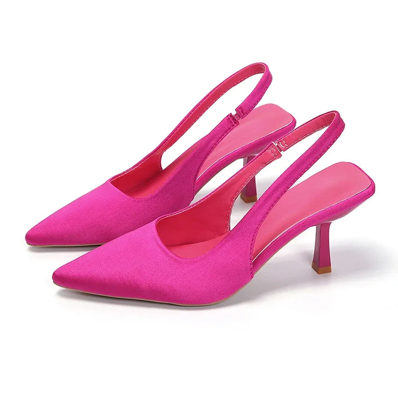 Women  Rhinestone High Heels Woman Pumps Heeled Sandals Fashion Female Stiletto Slingback Pointe Weddings Bridal 2023