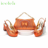 New Fashionable Fuchsia Color Peep Toe Ladies Shoes Matching Bag Set For Nigerian Women Wedding Party Pump