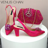High Quality Designer Shoes and Bags Matching Set Decorate with Rhinestone Women Shoes High Heel Luxury Shoes Women Designer