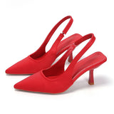 Women  Rhinestone High Heels Woman Pumps Heeled Sandals Fashion Female Stiletto Slingback Pointe Weddings Bridal 2023