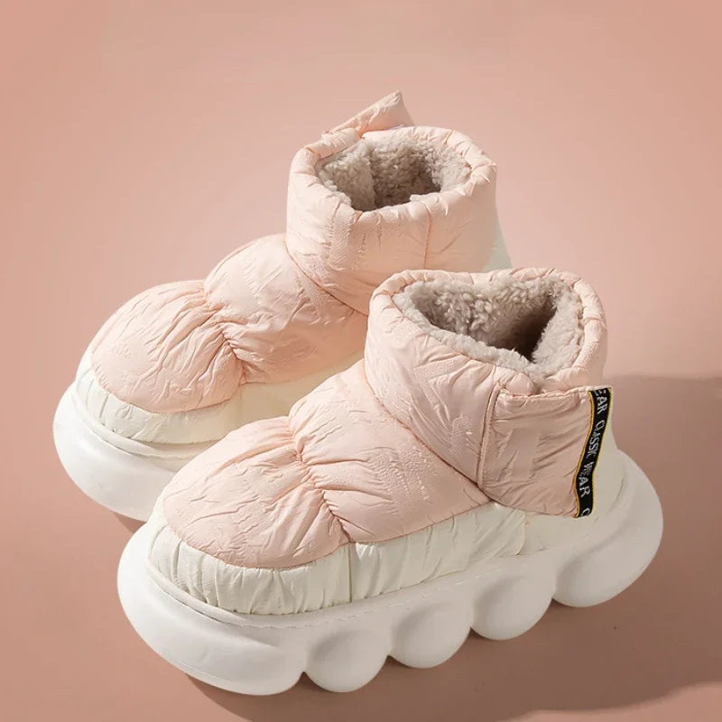 Chunky High Heels 5cm Women's Ankle Boots Winter Platform Soft Female Cotton Shoes Outdoor Waterproof Non-slip Woman Snow Boot