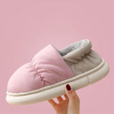 Evshine Winter Toast Women Slippers Warm Plush Cotton Slippers Indoor Home Non-Slip Thick Sole Furry Shoes For Couples New 2022