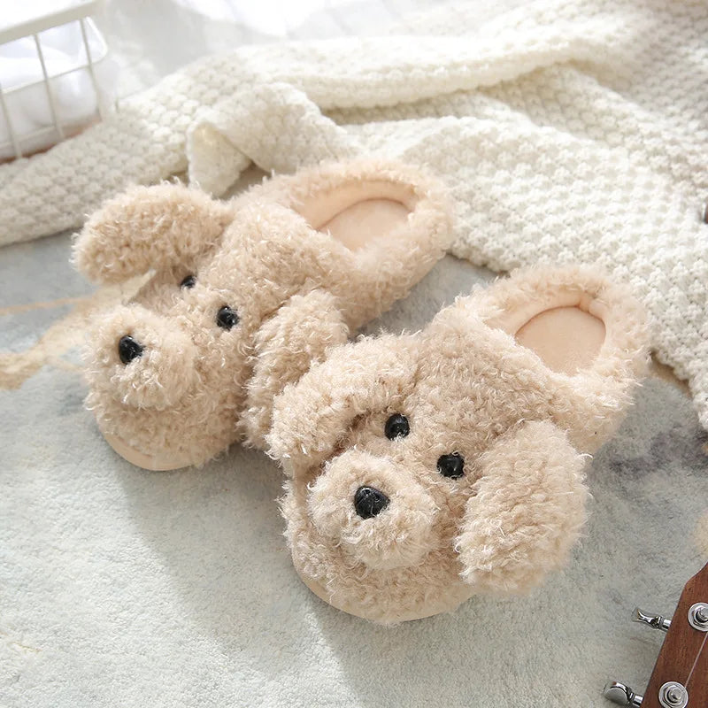 Cute Cartoon Cat Slippers Fluffy Home Thick Platform Slippers Women Men Winter Warm Plush Slides Indoor Lovely Cotton Shoes