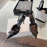 Heeled Sandals Shallow Mouth Comfort Shoe for Women Large Size Black Lace Up Girls 2023 Clear Pointed Stiletto High Zaptos Mujer