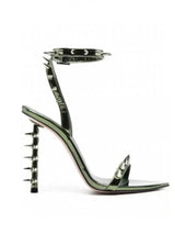 Women's Summer New Thin High Heel Riveted Sandals Fashion Sexy Banquet Party Women's Open Teeth Large Sandals Black Gold