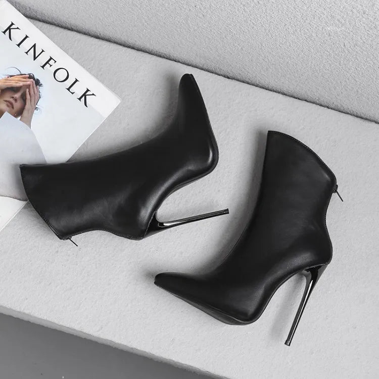 Women's Boots Autumn and Winter Fashion New Style Sexy Modern Boots Thin Heels Pointed Toe Platform high 12cm plus size 34-48